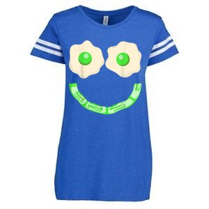 Green Eggs Ham Smile Face Brunch Breakfast Costume Enza Ladies Jersey Football T-Shirt