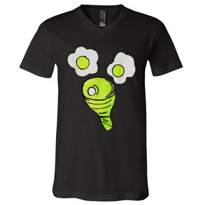 Green Eggs Ham Smile Face Brunch Breakfast Costume V-Neck T-Shirt