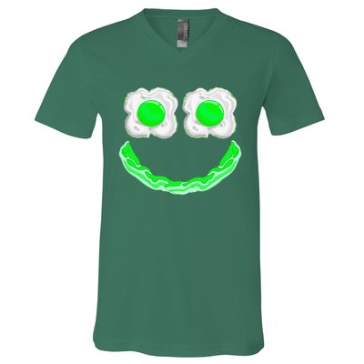 Green Eggs Ham Smile Face Brunch Breakfast V-Neck T-Shirt