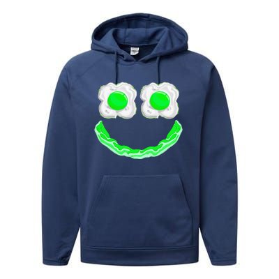 Green Eggs Ham Smile Face Brunch Breakfast Performance Fleece Hoodie