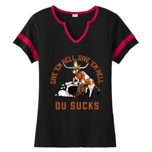 Give Em Hell Give Em Hell Ou Sucks Ladies Halftime Notch Neck Tee