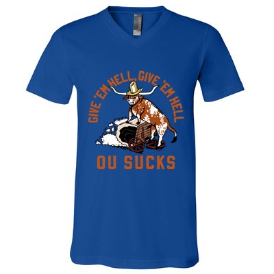 Give Em Hell Give Em Hell Ou Sucks V-Neck T-Shirt