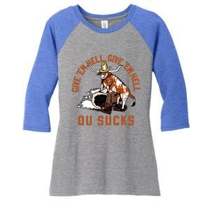 Give Em Hell Give Em Hell Ou Sucks Women's Tri-Blend 3/4-Sleeve Raglan Shirt