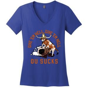 Give Em Hell Give Em Hell Ou Sucks Women's V-Neck T-Shirt