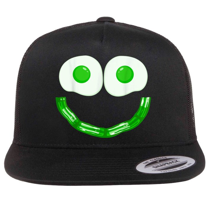 Green Eggs Ham Smile Face Brunch Breakfast Costume Flat Bill Trucker Hat