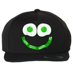 Green Eggs Ham Smile Face Brunch Breakfast Costume Wool Snapback Cap