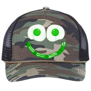 Green Eggs Ham Smile Face Brunch Breakfast Costume Retro Rope Trucker Hat Cap