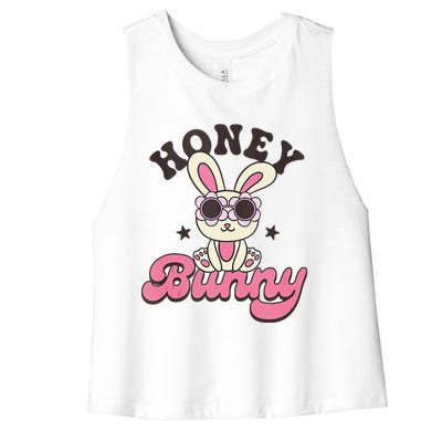 Groovy Easter Honey Bunny Happy Easter Day Women's Racerback Cropped Tank