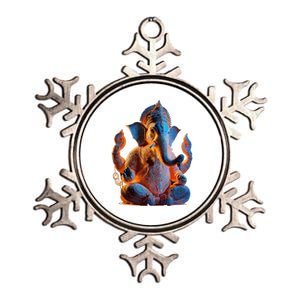 Ganesh Elephant Hindu God Yoga Spiritual Ganesha Meditation Metallic Star Ornament