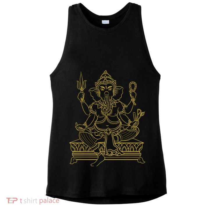 Ganesh Elephant Hindu God Ganesha Yoga Spiritual Meditation Funny Gift Ladies PosiCharge Tri-Blend Wicking Tank