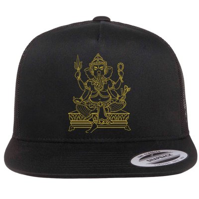 Ganesh Elephant Hindu God Ganesha Yoga Spiritual Meditation Funny Gift Flatbill Hat