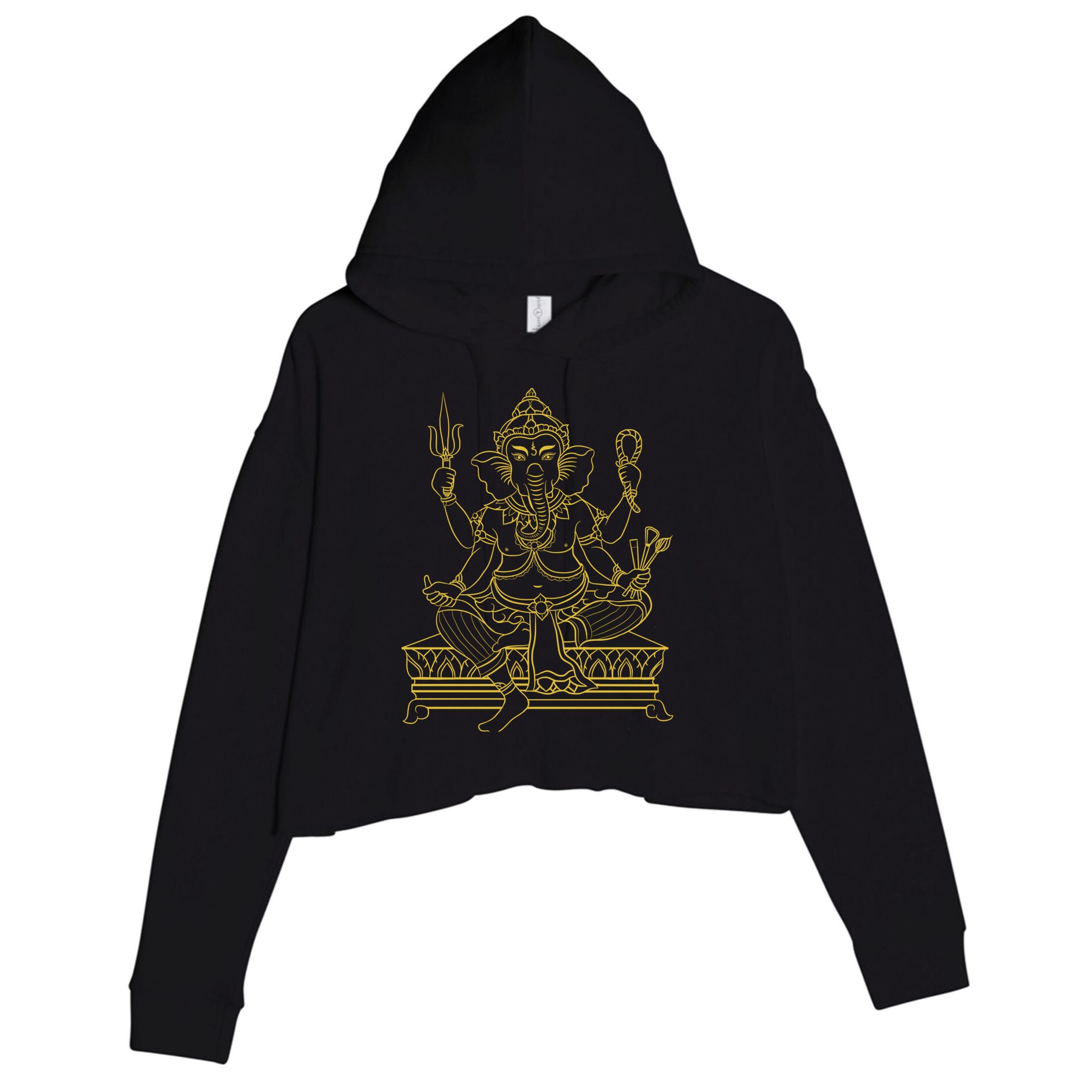 Ganesh Elephant Hindu God Ganesha Yoga Spiritual Meditation Funny Gift Crop Fleece Hoodie