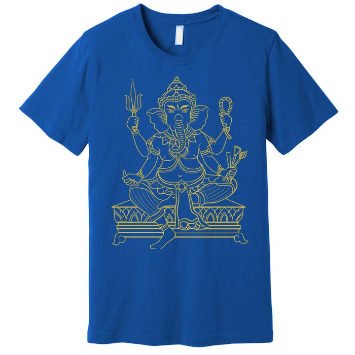 Ganesh Elephant Hindu God Ganesha Yoga Spiritual Meditation Funny Gift Premium T-Shirt