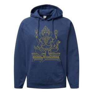 Ganesh Elephant Hindu God Ganesha Yoga Spiritual Meditation Funny Gift Performance Fleece Hoodie