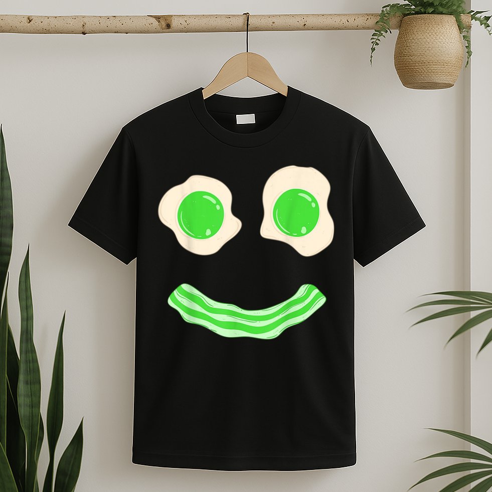 Green Eggs Ham Smile Face St Patrick's Day T-Shirt