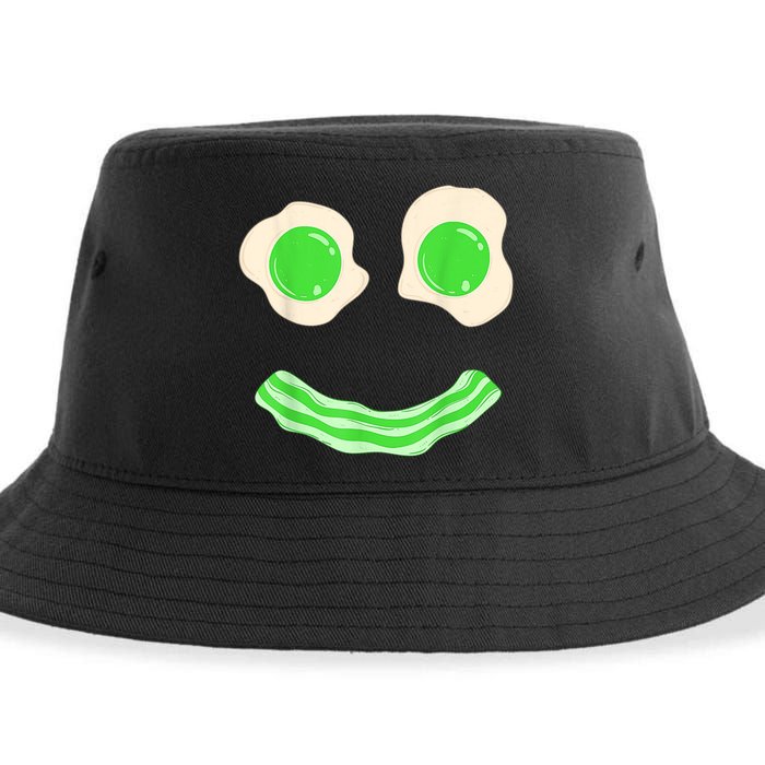 Green Eggs Ham Smile Face St Patrick's Day Sustainable Bucket Hat