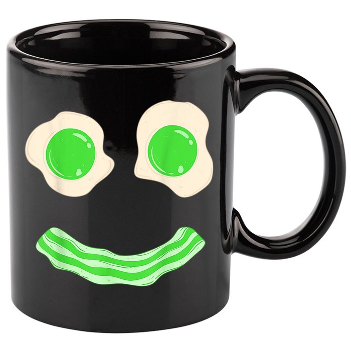 Green Eggs Ham Smile Face St Patrick's Day 11oz C Handle Ceramic Mug