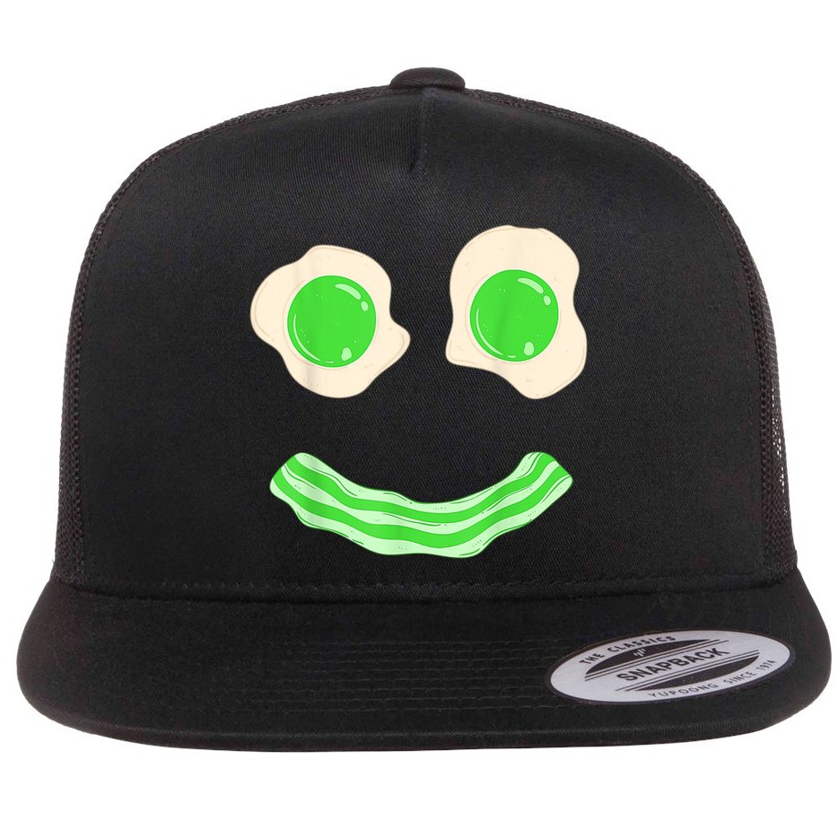 Green Eggs Ham Smile Face St Patrick's Day Flat Bill Trucker Hat