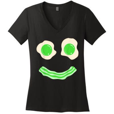 Green Eggs Ham Smile Face St Patrick's Day Women's V-Neck T-Shirt