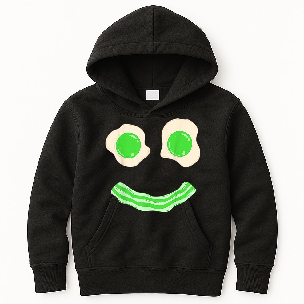 Green Eggs Ham Smile Face St Patrick's Day Kids Hoodie