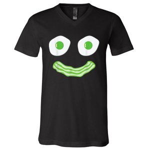 Green Eggs Ham Smile Face Brunch Breakfast Costume V-Neck T-Shirt