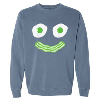 Green Eggs Ham Smile Face Brunch Breakfast Costume Garment-Dyed Sweatshirt