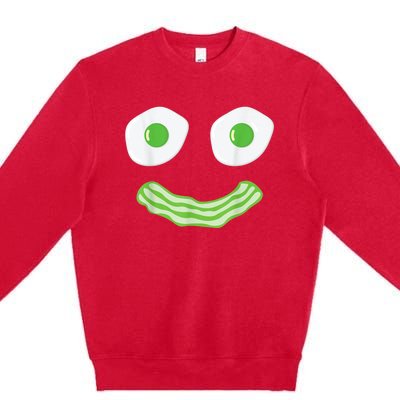 Green Eggs Ham Smile Face Brunch Breakfast Costume Premium Crewneck Sweatshirt