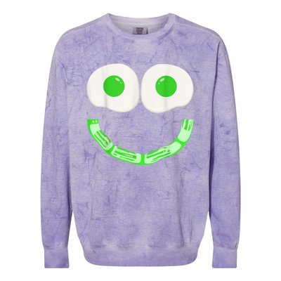 Green Eggs Ham Smile Face Brunch Breakfast Costume Colorblast Crewneck Sweatshirt