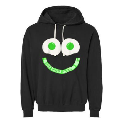 Green Eggs Ham Smile Face Brunch Breakfast Costume Garment-Dyed Fleece Hoodie