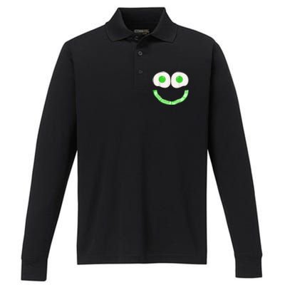 Green Eggs Ham Smile Face Brunch Breakfast Costume Performance Long Sleeve Polo