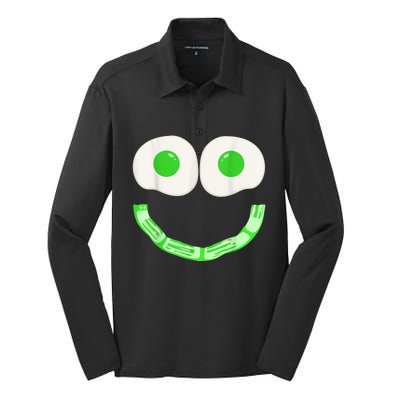 Green Eggs Ham Smile Face Brunch Breakfast Costume Silk Touch Performance Long Sleeve Polo