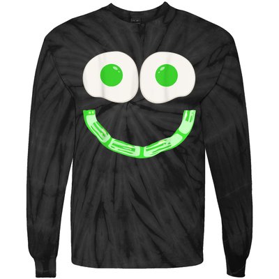 Green Eggs Ham Smile Face Brunch Breakfast Costume Tie-Dye Long Sleeve Shirt