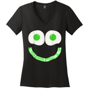 Green Eggs Ham Smile Face Brunch Breakfast Costume Women's V-Neck T-Shirt