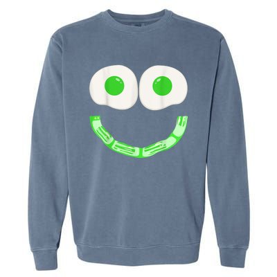 Green Eggs Ham Smile Face Brunch Breakfast Costume Garment-Dyed Sweatshirt