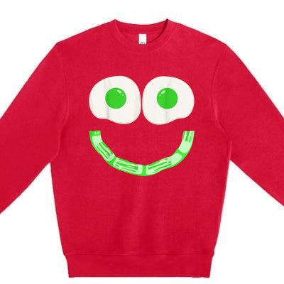 Green Eggs Ham Smile Face Brunch Breakfast Costume Premium Crewneck Sweatshirt