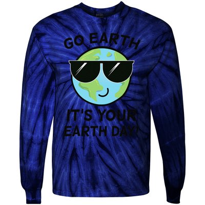 Go Earth, It's Your Earth Day! Funny Cute Earth Birthday Tie-Dye Long Sleeve Shirt