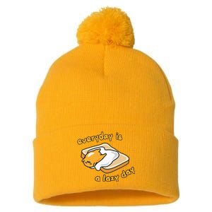 Gudetama Everyday Is A Lazy Day Pom Pom 12in Knit Beanie