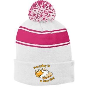 Gudetama Everyday Is A Lazy Day Stripe Pom Pom Beanie