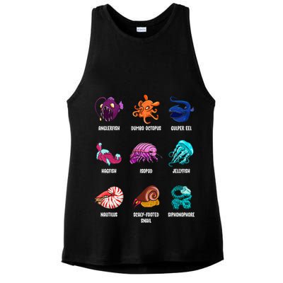 Gulper Eel Isopod Jellyfish Nautilus Octopus Hagfish Gift Ladies PosiCharge Tri-Blend Wicking Tank