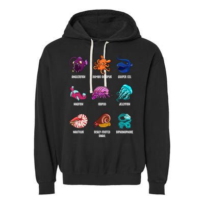 Gulper Eel Isopod Jellyfish Nautilus Octopus Hagfish Gift Garment-Dyed Fleece Hoodie