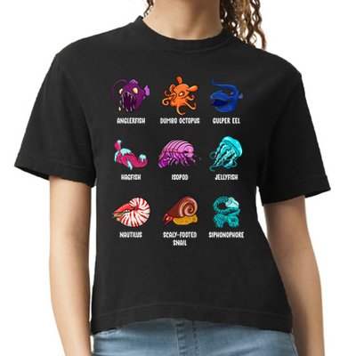 Gulper Eel Isopod Jellyfish Nautilus Octopus Hagfish Gift Comfort Colors Boxy T-Shirt