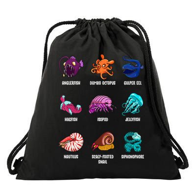 Gulper Eel Isopod Jellyfish Nautilus Octopus Hagfish Gift Drawstring Bag
