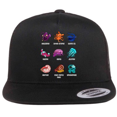Gulper Eel Isopod Jellyfish Nautilus Octopus Hagfish Gift Flatbill Hat