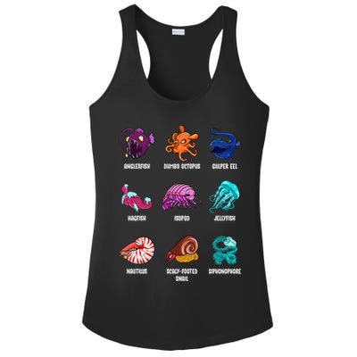 Gulper Eel Isopod Jellyfish Nautilus Octopus Hagfish Gift Ladies PosiCharge Competitor Racerback Tank