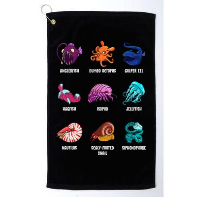 Gulper Eel Isopod Jellyfish Nautilus Octopus Hagfish Gift Golf Towel