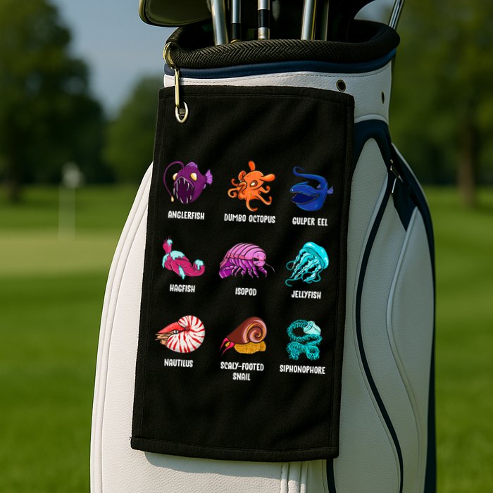 Gulper Eel Isopod Jellyfish Nautilus Octopus Hagfish Gift Golf Towel