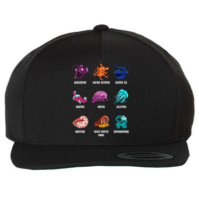 Gulper Eel Isopod Jellyfish Nautilus Octopus Hagfish Gift Wool Snapback Cap