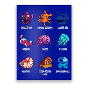 Gulper Eel Isopod Jellyfish Nautilus Octopus Hagfish Gift Poster