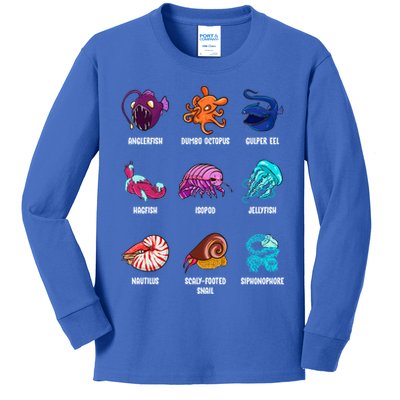 Gulper Eel Isopod Jellyfish Nautilus Octopus Hagfish Gift Kids Long Sleeve Shirt