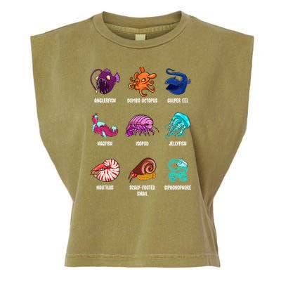 Gulper Eel Isopod Jellyfish Nautilus Octopus Hagfish Gift Garment-Dyed Women's Muscle Tee